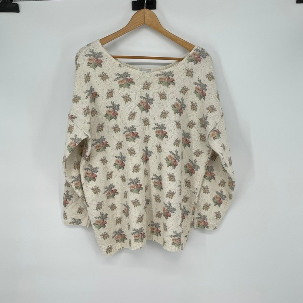 Vintage Glory US Floral Knit Sweater Size XL Cottage Core Coastal‎ Grandma
